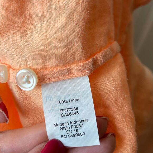 J. Crew Factory I Peach Linen Button Up Long Sleeve Shirt I S Beach Vacation - Picture 5 of 6